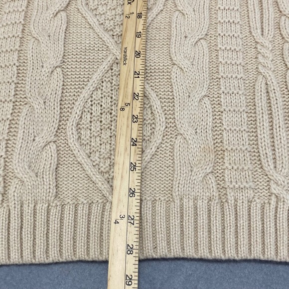 ASOS Men's Beige Cable Knit Turtleneck Sweater 2XL Wool Blend - Picture 5 of 9